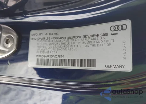 2013 Audi S5 3.0T Premium Plus z USA, uszkodzony, nr VIN WAUCGAFR5DA027874
